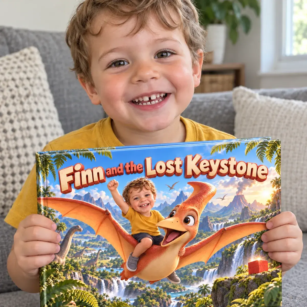 Finn holding his own potty-training book