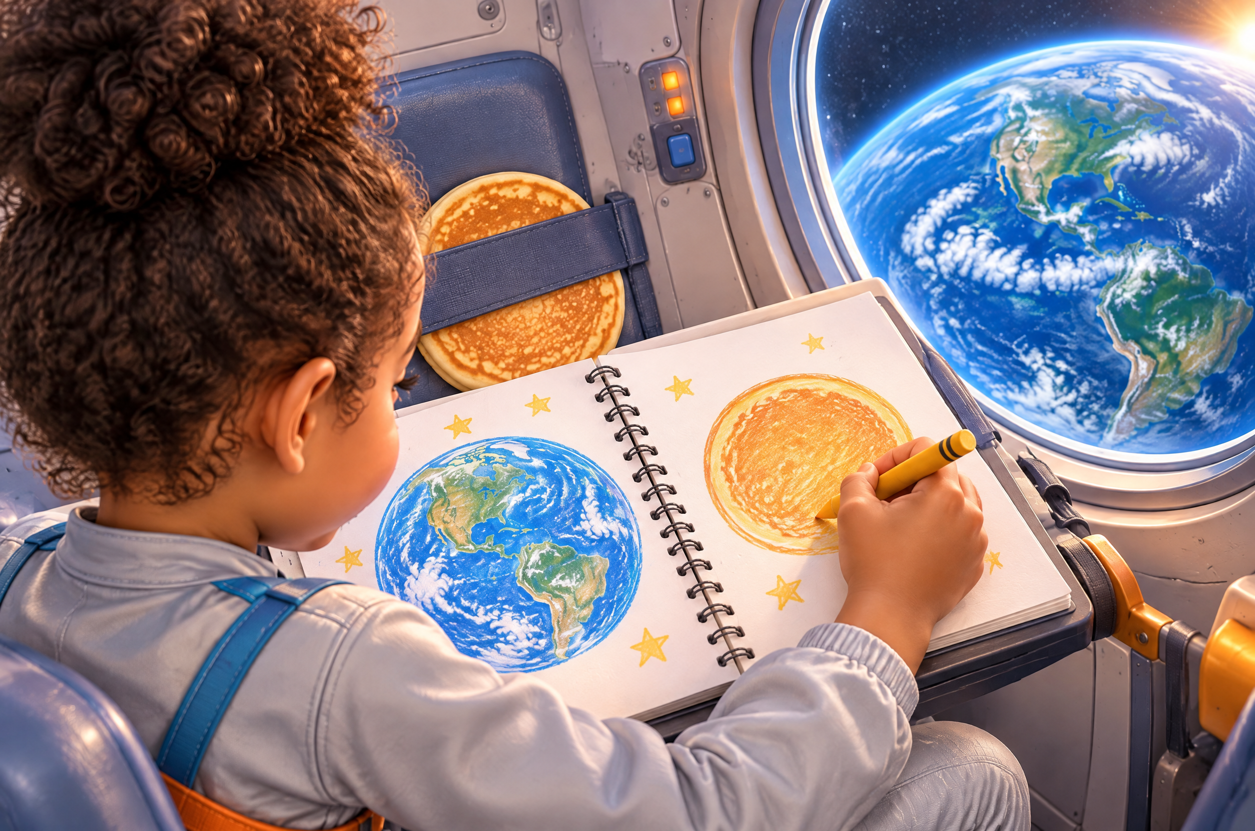 An illustrated page from Isla’s space book, made by Fiktola
