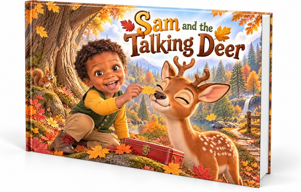 Hardcover mockup of Sam and the Talking Deer