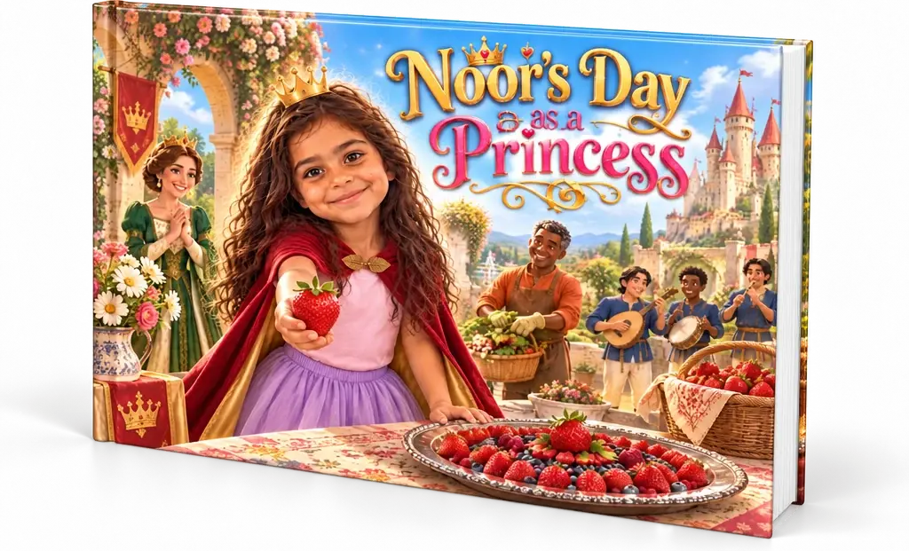 Hardcover mockup of Noor’s Day as a Princess