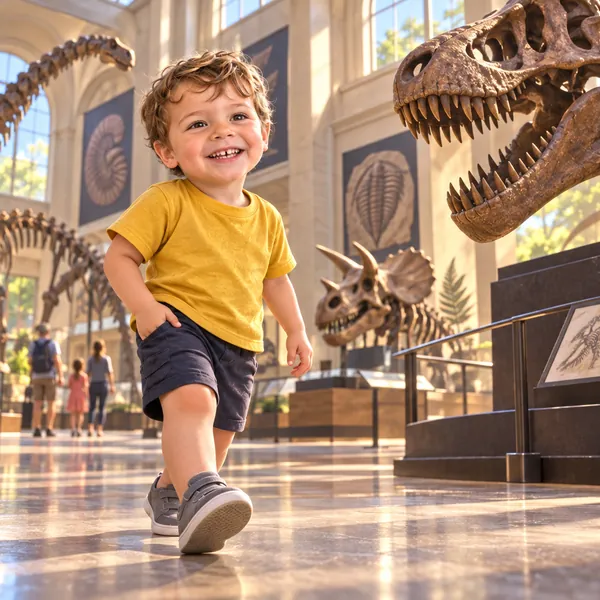 Finn in the dinosaur museum
